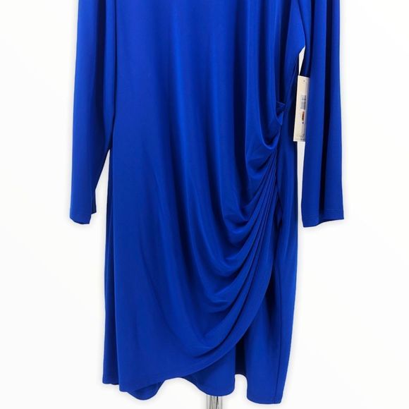 Eliza J Cobalt Blue Side Ruched Long Sleeve Dress NWT - Picture 5 of 12